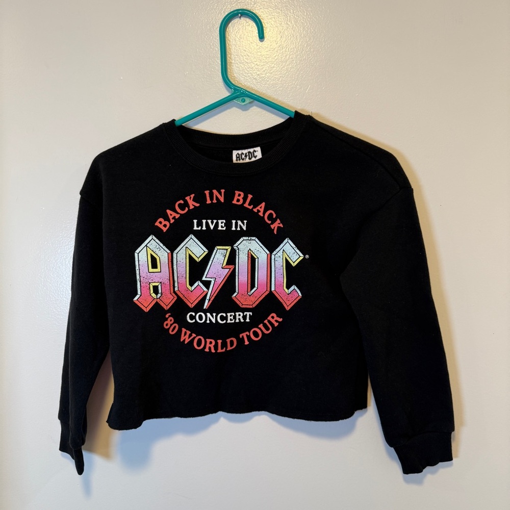 AC/DC Black Cropped Sweatshirt kids size small (6/7) NWOT